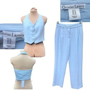 Christian Lacroix [NWT - Size 8] Light Blue High-Rise Pintuck Trousers